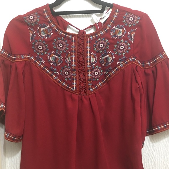 Red Embroidered Top - Picture 3 of 8